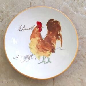 Williams Sonoma Rooster Script Individual Pasta Bowl 10 1/4” x 2 1/4”